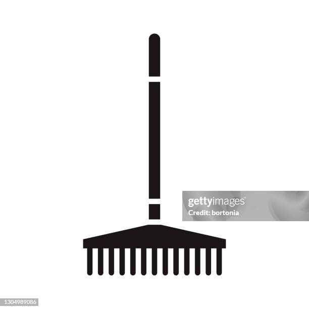 rake gardening glyph icon - rake leaves stock illustrations