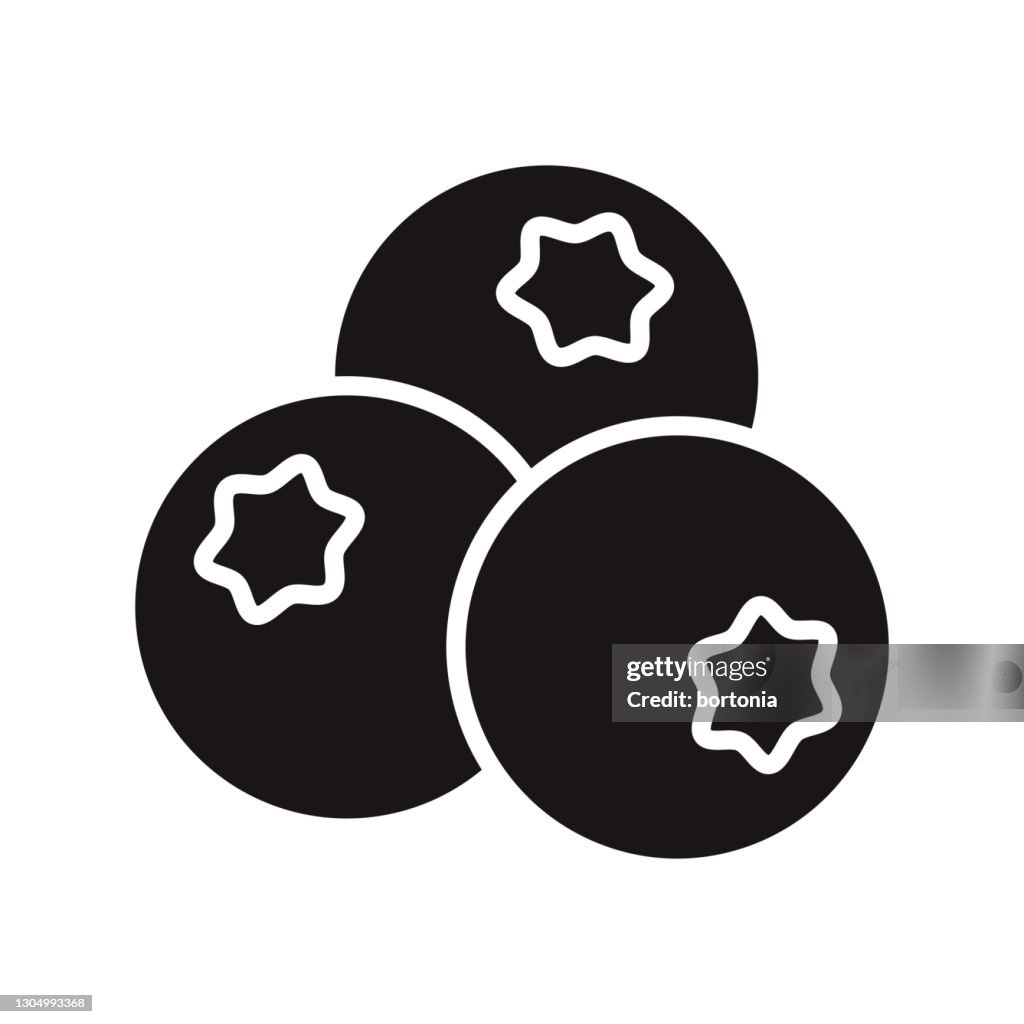 Blueberry Fruit Glyph Pictogram