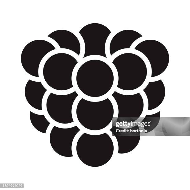 raspberry fruit glyph icon - raspberry stock illustrations