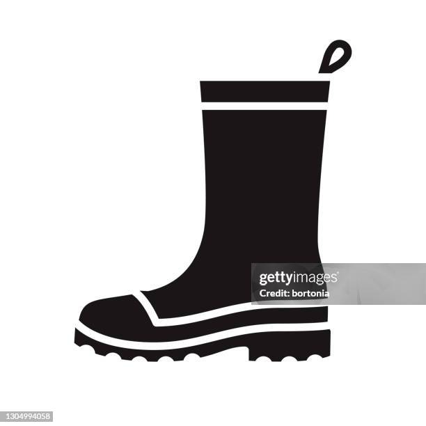 gummistiefel garten glyph e-band - rubber boots stock-grafiken, -clipart, -cartoons und -symbole