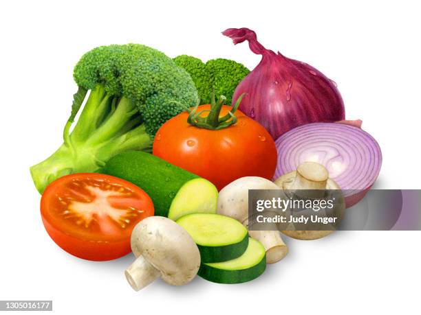 vegetable display - button mushrooms stock illustrations