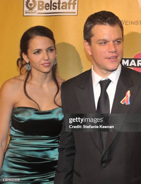 Luciana Damon and actor Matt Damon arrive at The Weinstein Company Golden Globes After Party Co-Hosted By Martini held at BAR 210 at The Beverly...