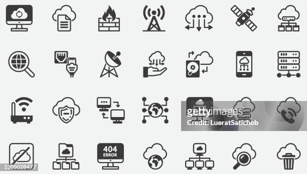 illustrazioni stock, clip art, cartoni animati e icone di tendenza di icone concettuali della rete di cloud computing - internet delle cose