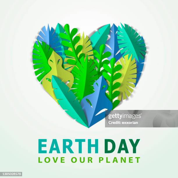 stockillustraties, clipart, cartoons en iconen met het hart van het blad van de dag van de aarde - earth day