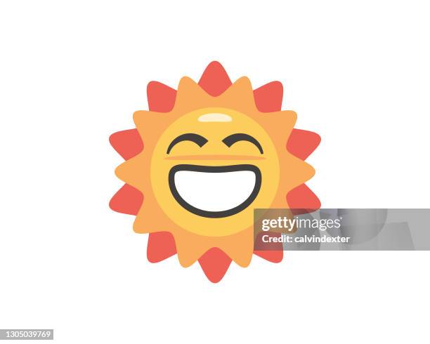 emoticon sun flaches design - hitzefrei stock-grafiken, -clipart, -cartoons und -symbole