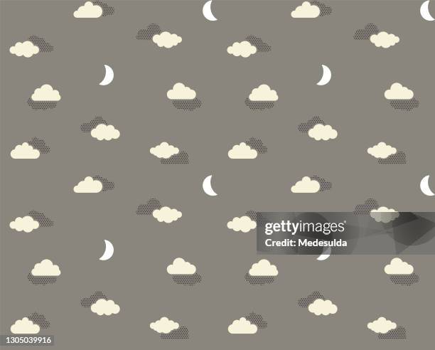 halftone clouds - fancy spring house stock illustrations