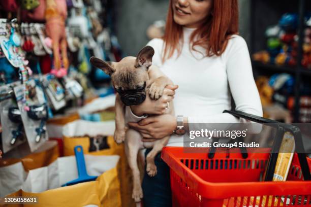 woman in pet shop - pet shop stock pictures, royalty-free photos & images