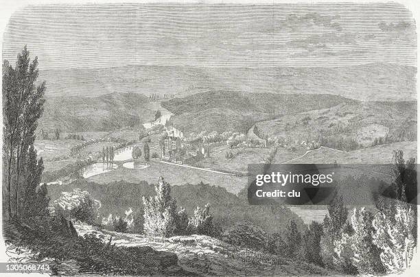 reinhardsbrunn, summer house of the duke of gotha, thuringia - thuringian forest stock illustrations