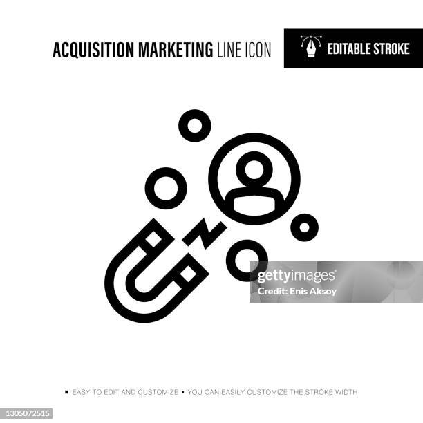 acquisition marketing editable stroke line icon - magnet stock illustrations