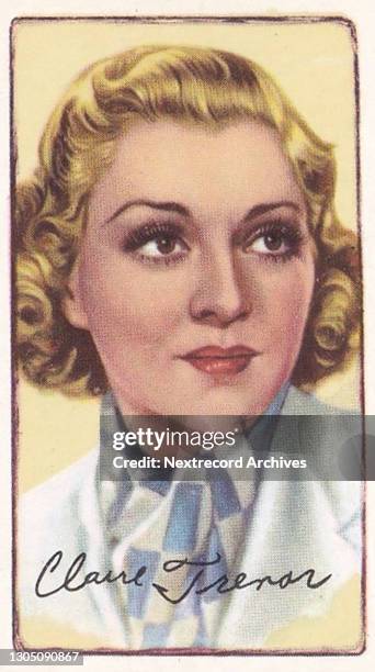 Collectible tobacco or cigarette card, 'Signed Portraits of Famous Stars' series, published 1935 by Gallaher Ltd depicting illustrated British and...