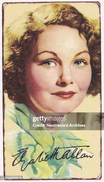 Collectible tobacco or cigarette card, 'Signed Portraits of Famous Stars' series, published 1935 by Gallaher Ltd depicting illustrated British and...