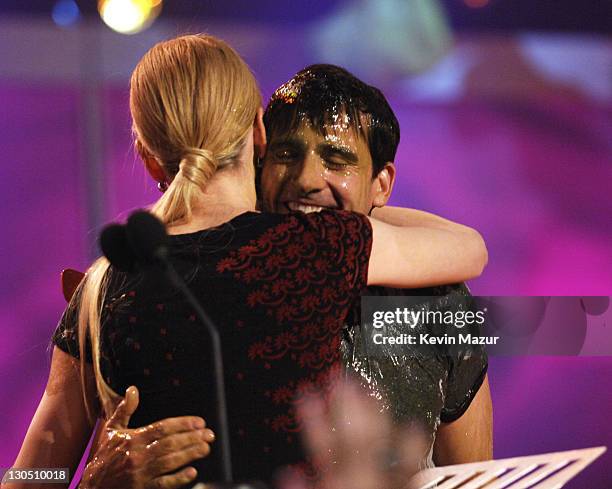 Nicole Kidman accepts the Favorite Animated Movie Award for "Happy Feet" from presenter Steve Carell