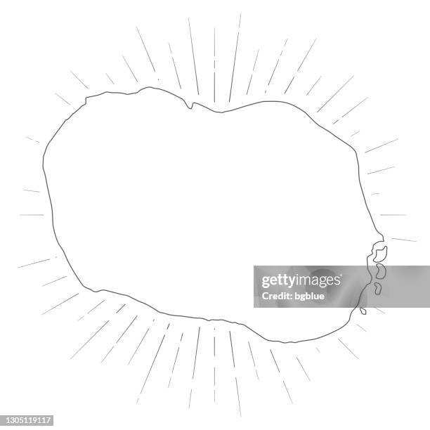 rarotonga map with sunbeams on white background - cook islands stock illustrations
