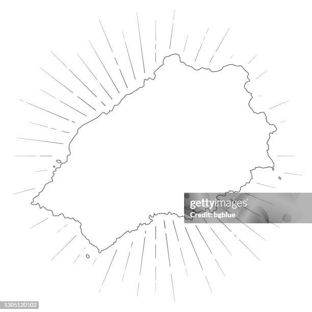 saint helena map with sunbeams on white background - saint helena stock illustrations