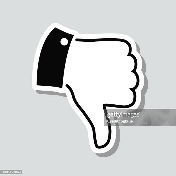 thumb down. icon sticker on gray background - mechanical failure stock illustrations