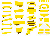 Set of Yellow Ribbons, Banners, badges, Labels - Design Elements on white background