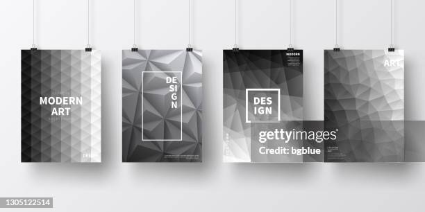 posters with geometric designs, isolated on white background - vertical 3d frame white background stock illustrations