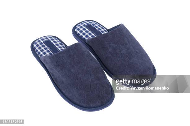 blue slippers isolated on white background - chinelo imagens e fotografias de stock