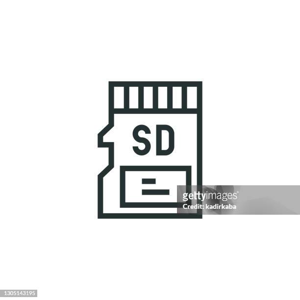 memory card line icon - rom stock illustrations