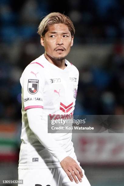 Yoshito Okubo of Cerezo Osaka looks on during the J.League Meiji Yasuda J1 match between Kawasaki Frontale and Cerezo Osaka at the Todoroki Stadium...