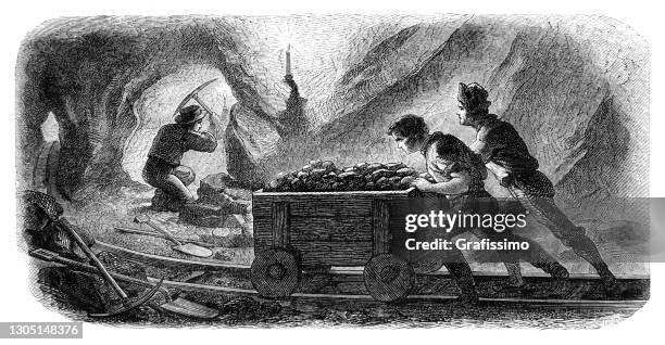 stockillustraties, clipart, cartoons en iconen met mijnwerker die in californië de v.s. werkt die goud 1862 zoekt - mijnindustrie