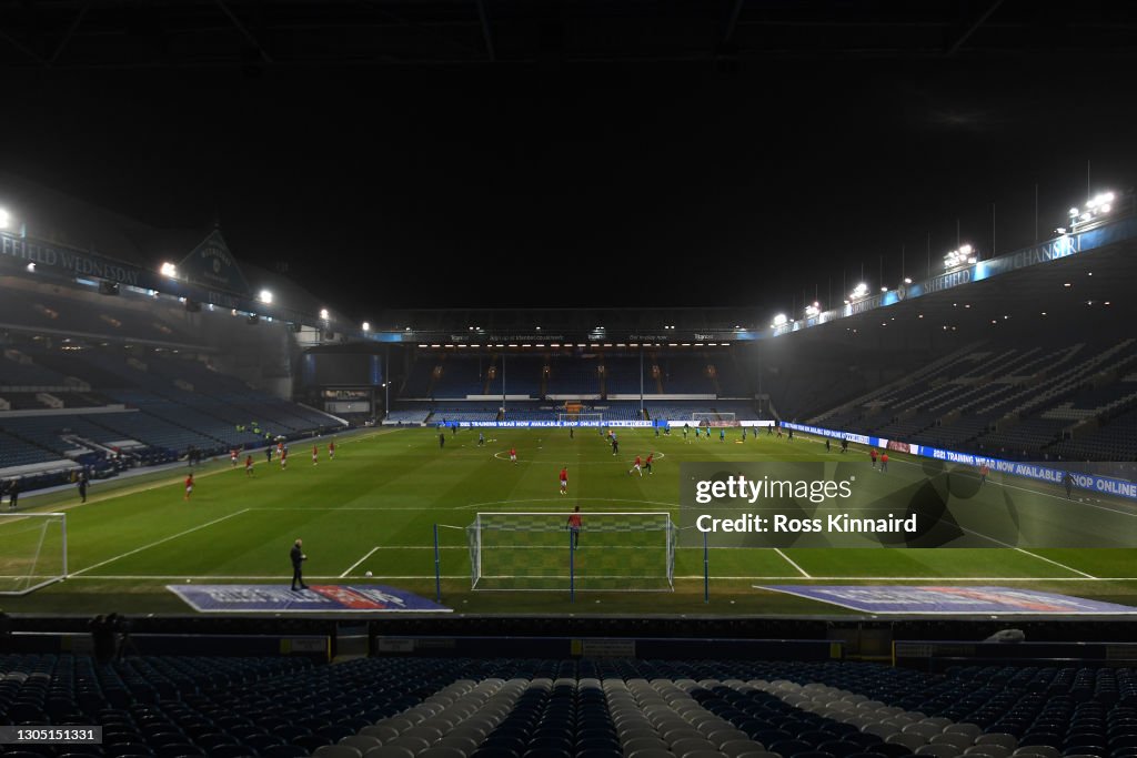 Fse Rotherham A general view inside the stadium as players from both side's warm up ...