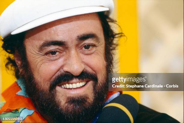 Luciano Pavarotti attends the Pavarotti International Horse Show on September 17, 1994 in Modena, Italy.