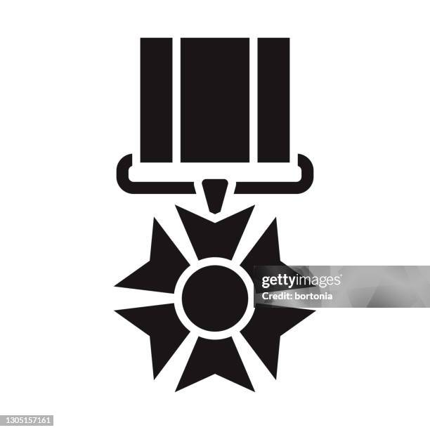 award medal glyph icon - military medal stock illustrations