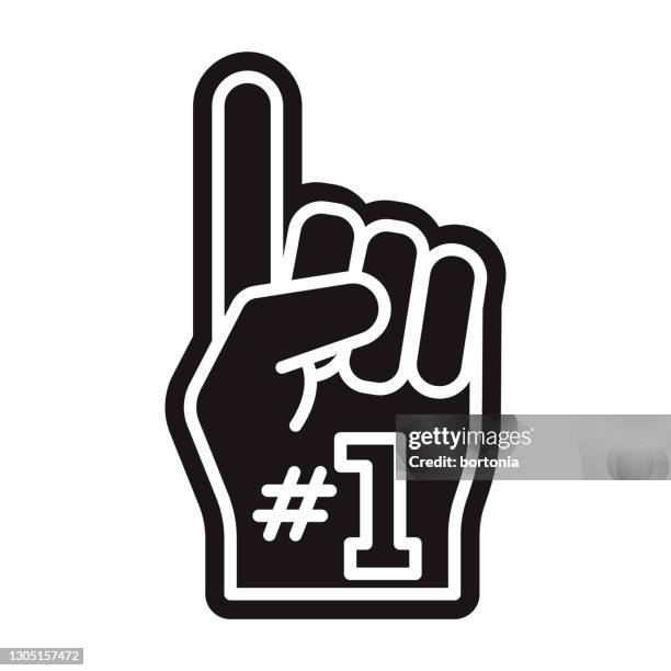 stockillustraties, clipart, cartoons en iconen met foam finger glyph-pictogram - sport icons