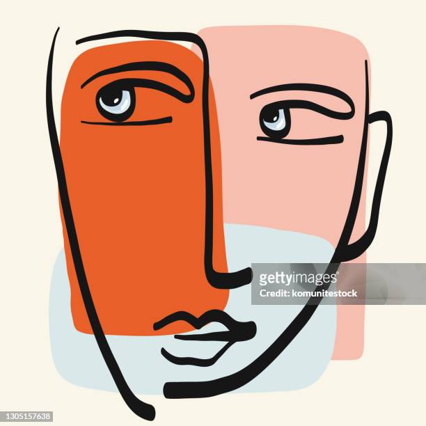 surreal cubism face. abstract modern face portrait. hand drawn vector illustration. contemporary drawing in modern cubism style. - modern art stock illustrations