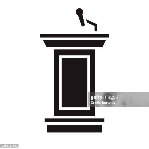 public speaking podium glyph icon - lectern stock illustrations