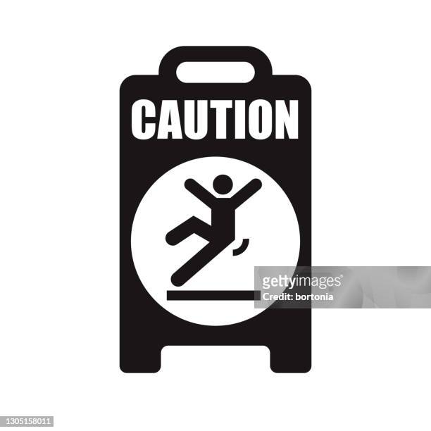 stockillustraties, clipart, cartoons en iconen met waarschuwing wet floor sign glyph icon - opgepast gladde vloer