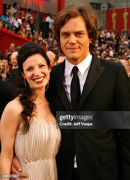 Actor Michael Shannon and girlfriend Kate Arrington arrive at the 81st Annual Academy Awards held at The Kodak Theatre on February 22, 2009 in...