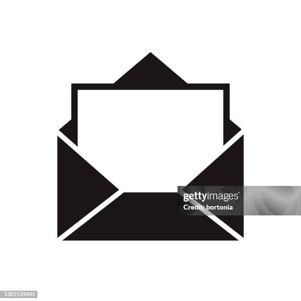 mail glyph icon - opening envelope stock illustrations