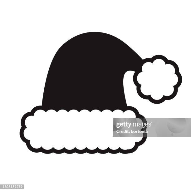 santa's hat christmas glyph icon - santa hat transparent background stock illustrations