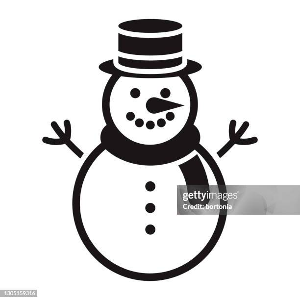 schneemann weihnachten glyphe symbol - snowman stock-grafiken, -clipart, -cartoons und -symbole