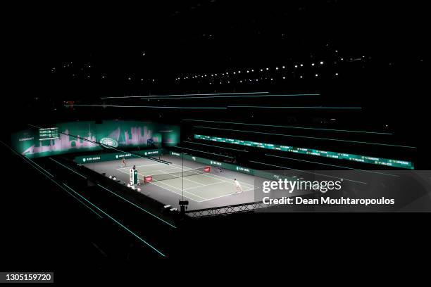 General view as Andrey Rublev of Russia plays against Andy Murray of Great Britain during Day 3 of the 48th ABN AMRO World Tennis Tournament at Ahoy...