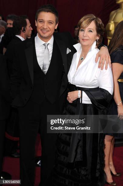 Actor Jeremy Renner and his mother Valerie Cearley arrive at the 82nd Annual Academy Awards held at the Kodak Theatre on March 7, 2010 in Hollywood,...