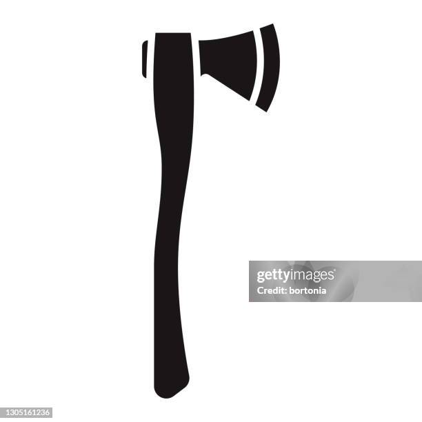 axe construction glyph icon - firefighter axe stock illustrations
