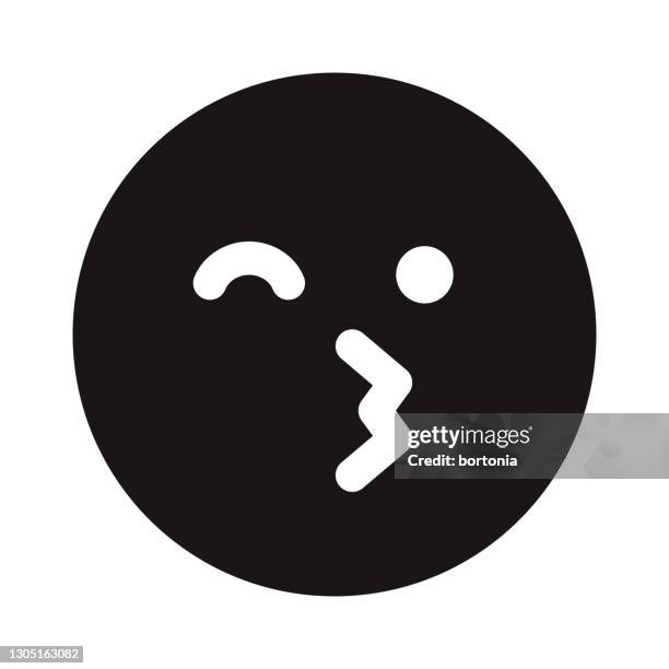 kissing emoji glyph icon - blowing a kiss stock illustrations