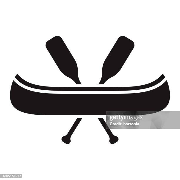 ilustrações, clipart, desenhos animados e ícones de ícone do glifo de transporte de canoa - barco a remo