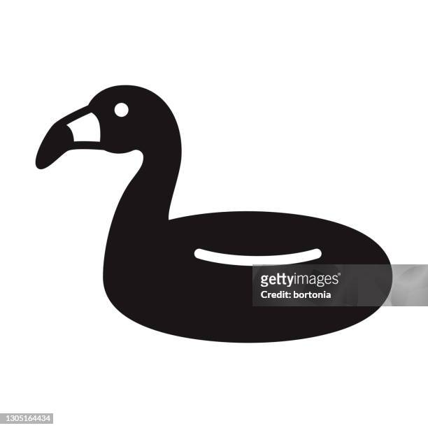 pool spielzeug reise glyphe symbol - flamingos stock-grafiken, -clipart, -cartoons und -symbole