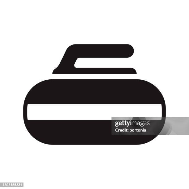 curling sports glyph icon - rock icon stock illustrations