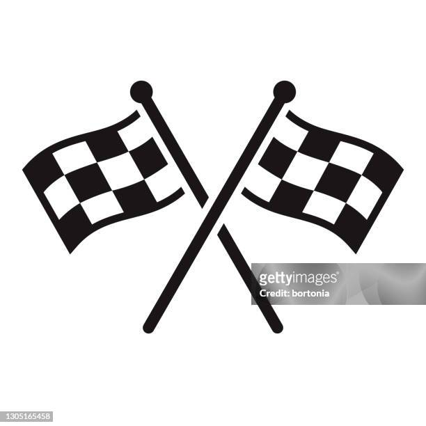 stockillustraties, clipart, cartoons en iconen met racing sports glyph pictogram - checkered race flag