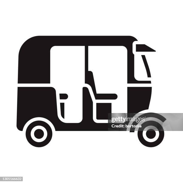 ilustraciones, imágenes clip art, dibujos animados e iconos de stock de icono de glifo de transporte tuk tuk - rickshaw