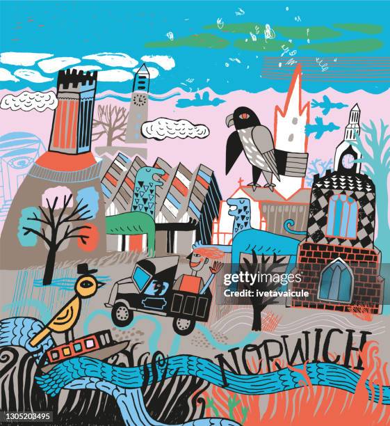 city of norwich, vereinigtes königreich - peregrine falcon stock-grafiken, -clipart, -cartoons und -symbole