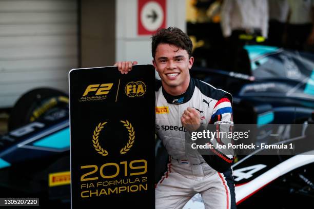 Nyck De Vries , celebrates winning the drivers' title during the Sochi at Sochi Autodrom on September 28, 2019 in Sochi Autodrom, Russian Federation.