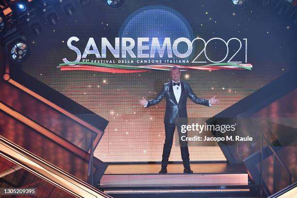 Amadeus presents the 71th Sanremo Music Festival 2021 at Teatro Ariston on March 03, 2021 in Sanremo, Italy.