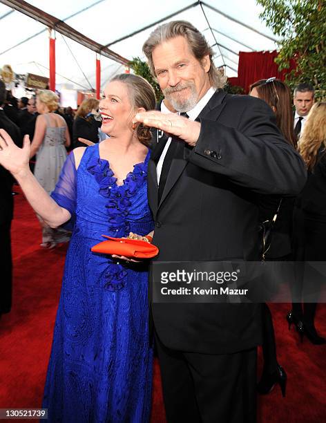 Susan Bridges and Jeff Bridges arrives to the TNT/TBS broadcast of the 16th Annual Screen Actors Guild Awards held at the Shrine Auditorium on...