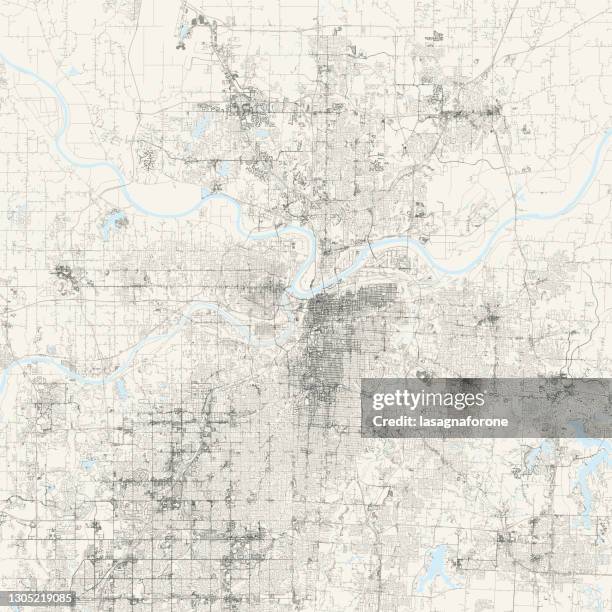 illustrations, cliparts, dessins animés et icônes de kansas city, missouri usa vector carte - washington dc stock